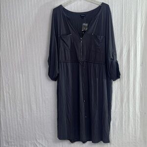 Torrid mini studio cupro zip front shirt dress charcoal gray size 3 NWT